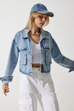 Orta Mavi Geniş Cepli Denim Ceket RV00187