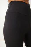 Siyah Yüksek Bel Örme Spor Tayt VX00002