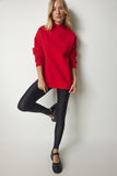 Kırmızı Dik Yaka Basic Şardonlu Sweatshirt UB00166