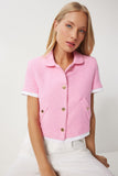 Pembe Garni Detaylı Crop Tüvit Ceket WF00088