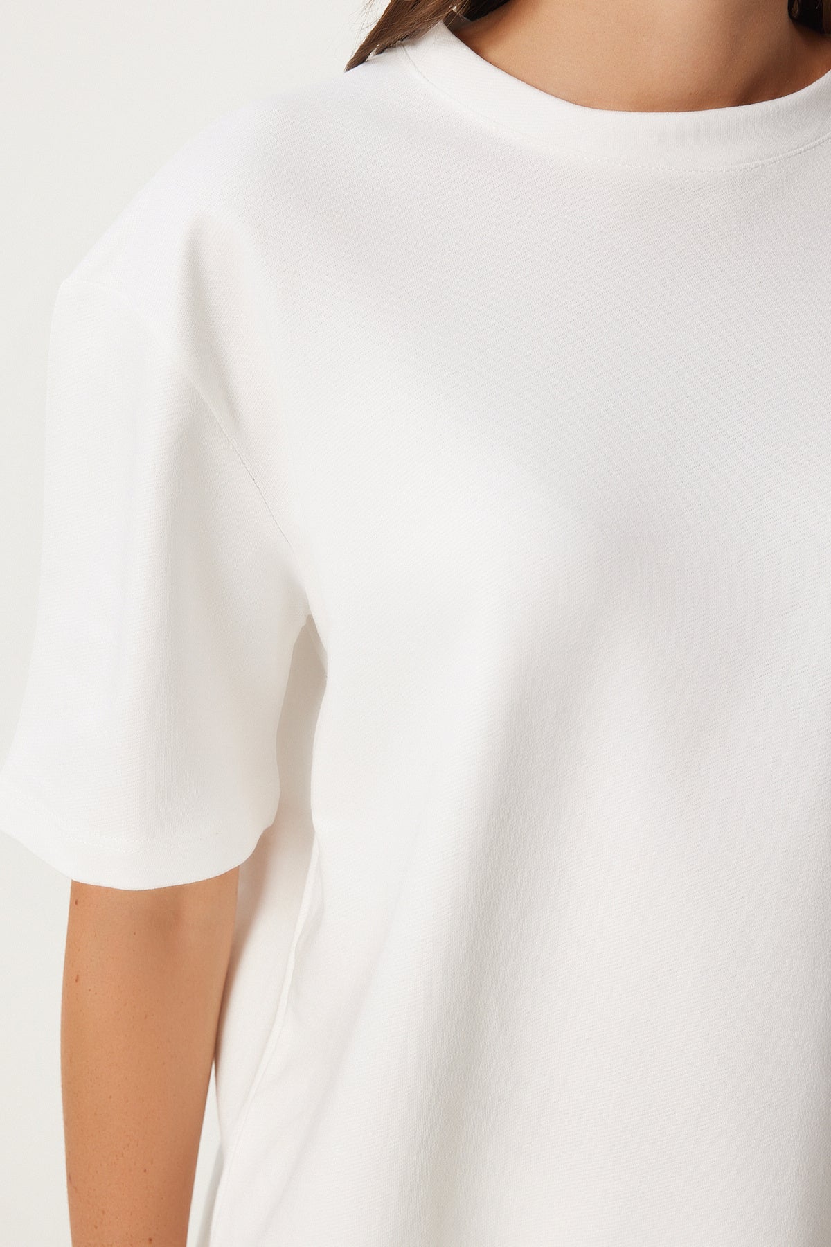 Beyaz T-Shirtlü Örme Eşofman Takımı  FN03273
