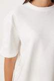 Beyaz T-Shirtlü Örme Eşofman Takımı  FN03273