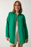 Yeşil Cepli Oversize Müslin Gömlek MX00150