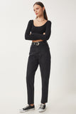 Siyah Orta Bel Straight Jeans UT00024