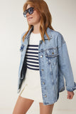 Açık Mavi Boyfriend Denim Ceket RI00008