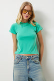 Açık Yeşil Bisiklet Yaka Basic Sandy T-Shirt EN00611