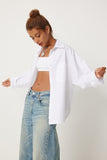 Beyaz Cepli Oversize Gömlek  FN03248