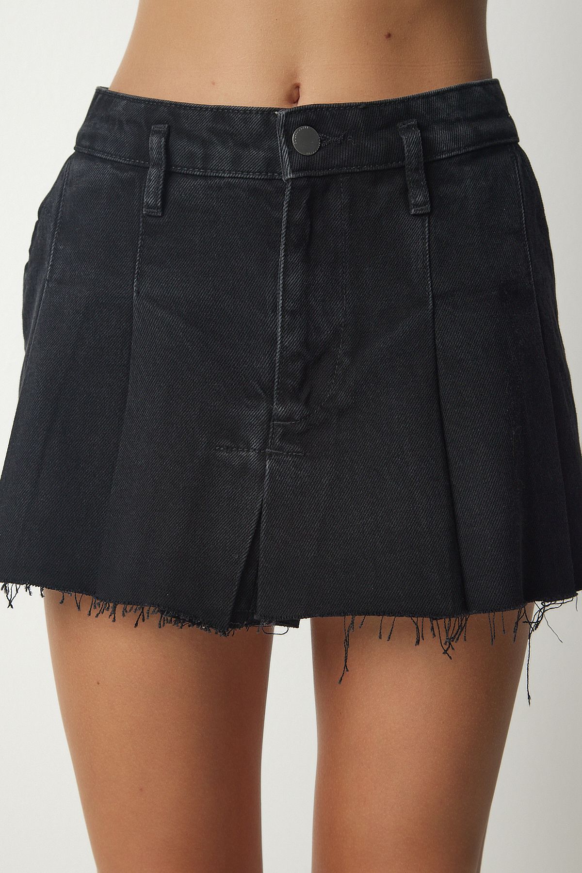 Siyah Pilili Denim Mini Etek UT00001