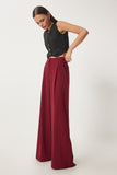 Bordo Cepli Dokuma Palazzo Pantolon UL00052