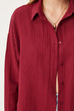 Bordo Oversize Basic Müslin Gömlek  MX00150
