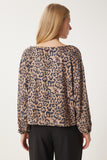 Siyah Bej Leopar Desenli Bluz FN03402