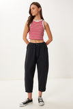 Siyah Capri Rahat Gabardin Pantolon GP00019