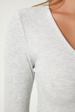 Gri Siyah V Yaka 2'Li Paket Crop Örme Bluz UB00202