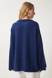 Lacivert Fiyonk Detaylı Oversize Triko Kazak KB00042