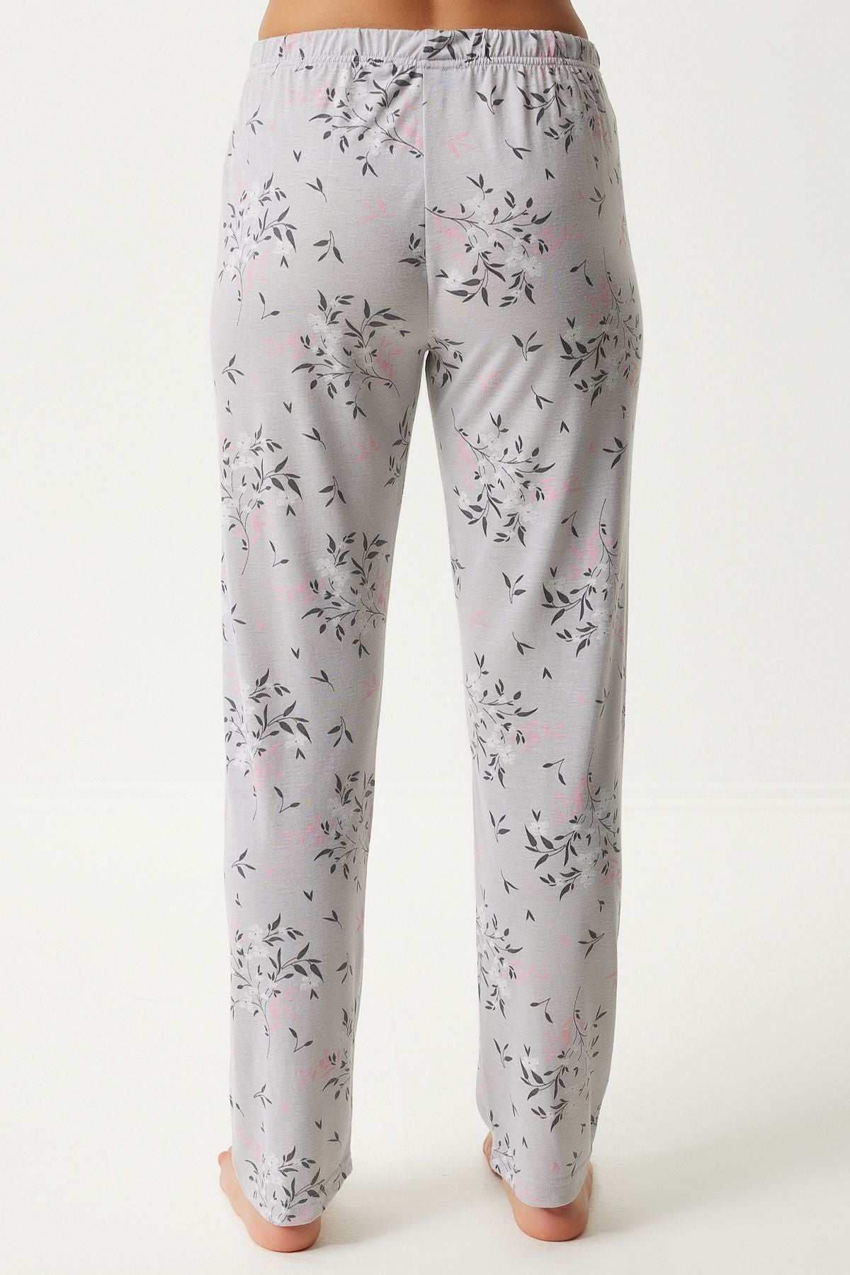 Gri Desenli Gömlek Pantolon Pijama Takımı EC00043