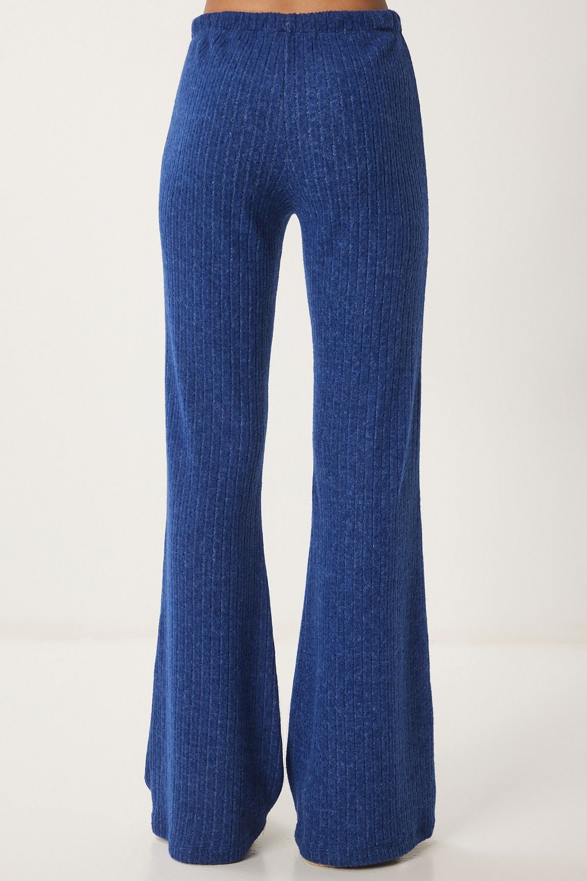 Kobalt Mavi Rahat Fitilli Örme Bluz Pantolon Takım RG00047