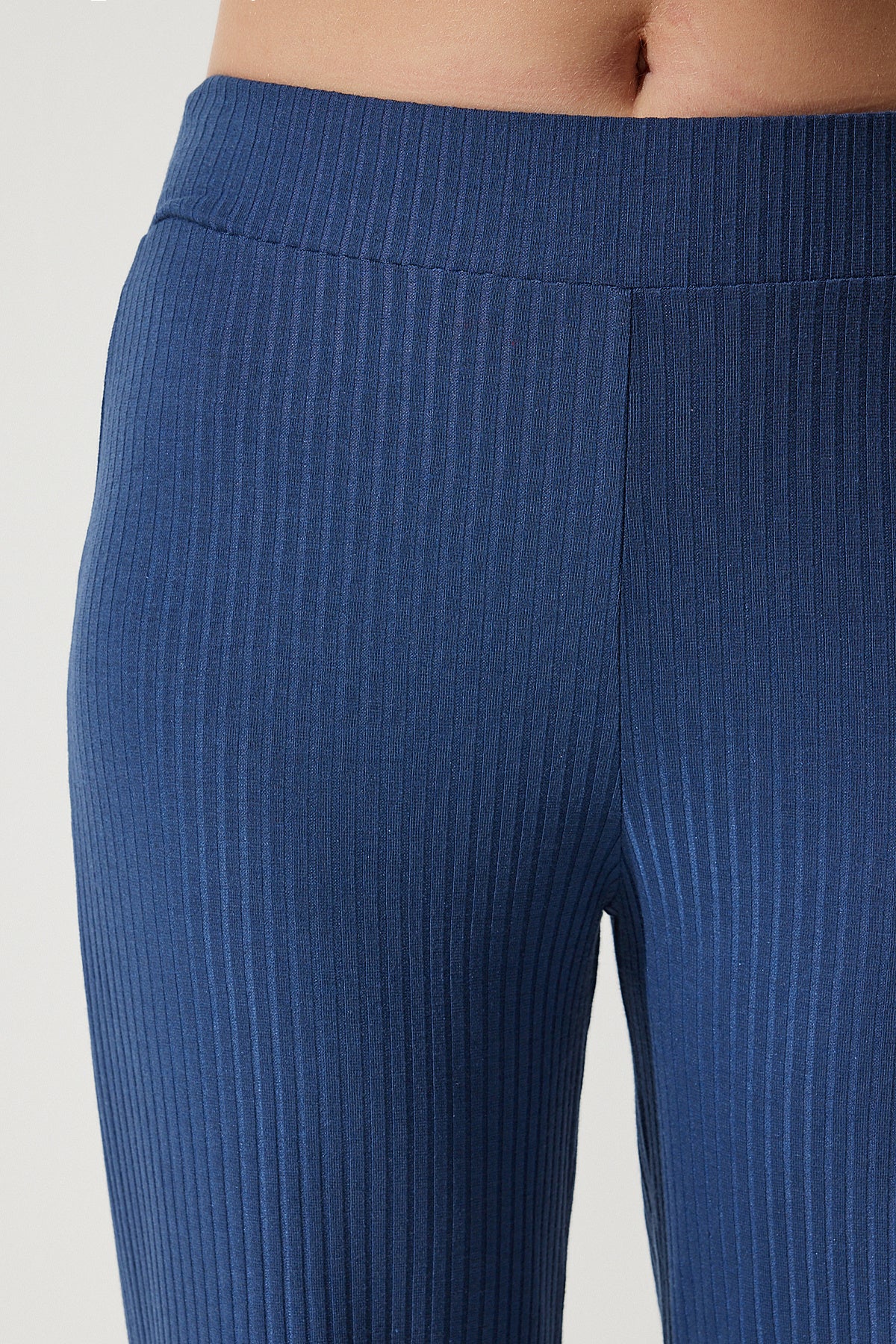 Lacivert Fitilli Örme Bluz Pantolon Takım KH00088