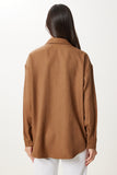 Kahverengi Oversize Keten Gömlek PB00052