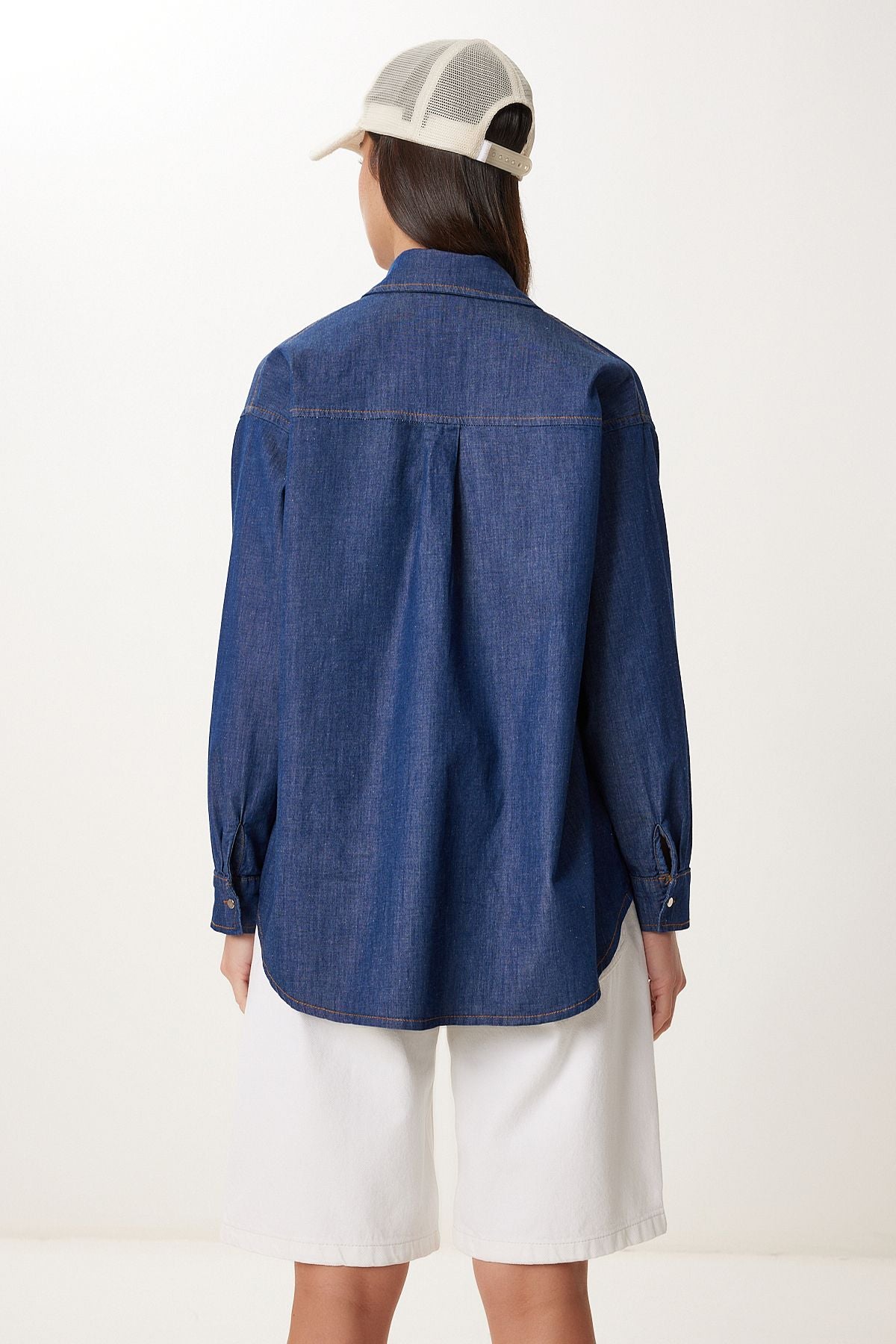 Koyu Mavi Cep Detaylı Denim Gömlek MX00221