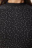 Siyah Taşlı Fitilli Crop Bluz KH00099