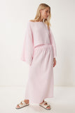 Pembe Müslin Bluz Etek Takım RV00206