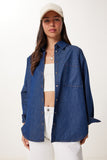 Koyu Mavi Cep Detaylı Denim Gömlek MX00221