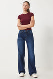 Koyu Mavi Orta Bel Geniş Paça Bol Jeans UT00023