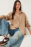 Bej Oversize Keten Gömlek PB00053