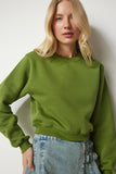 Fıstık Yeşili Şardonlu Crop Sweatshirt UB00178