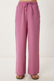 Koyu Pembe Geniş Paça Keten Pantolon DP00261