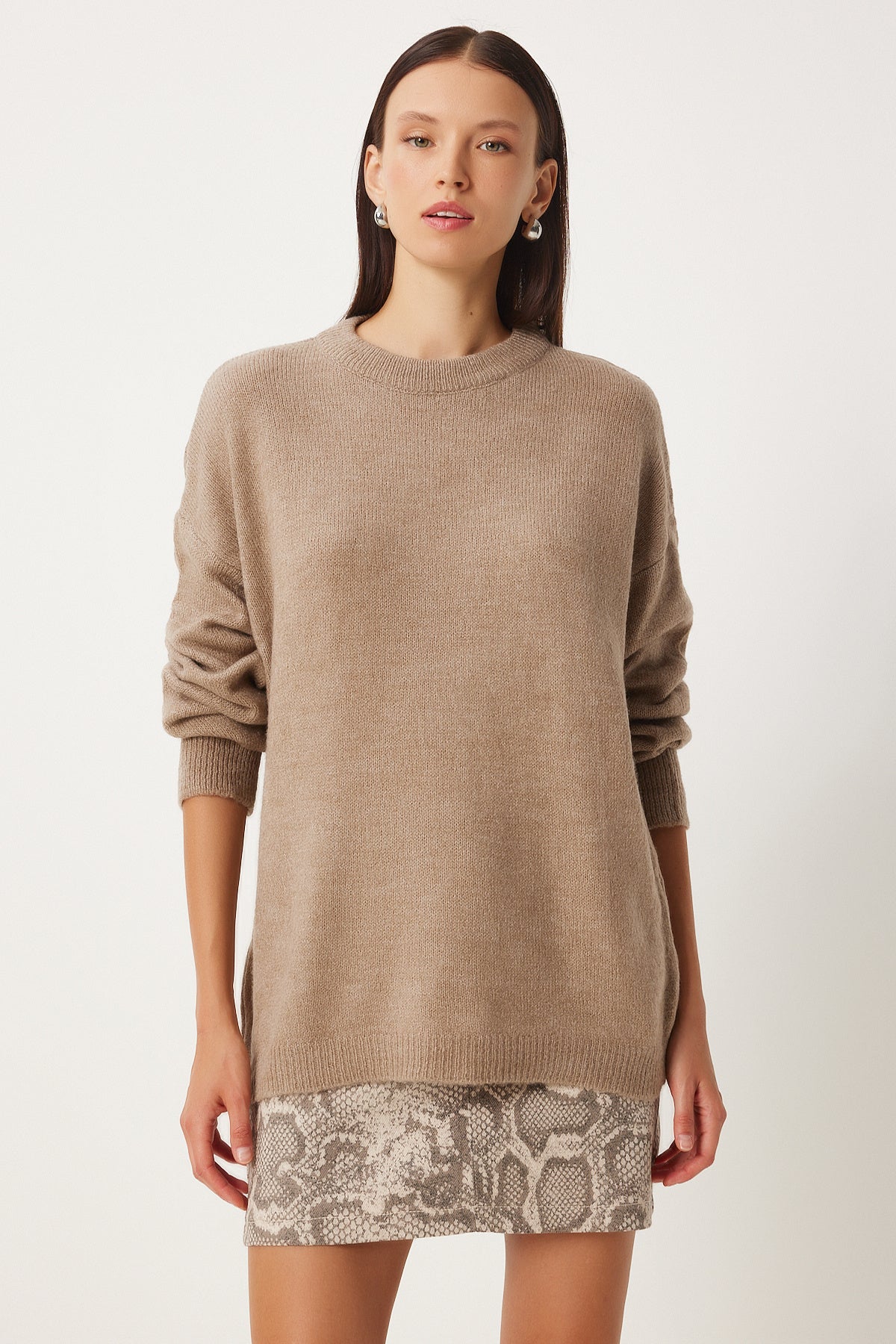 Vizon Oversize Yumuşak Triko Kazak  FN03336