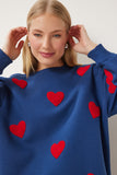Lacivert Kalpli Dokulu Şardonlu Örme Sweatshirt MP00030