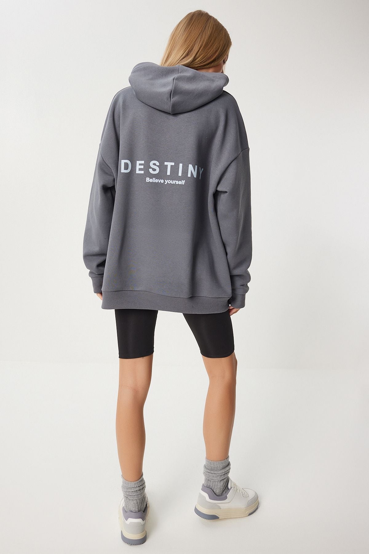 Füme Kapüşonlu Şardonlu Oversize Sweatshirt OW00049