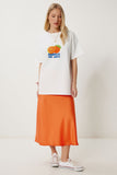 Oranj Midi Saten Etek DP00260