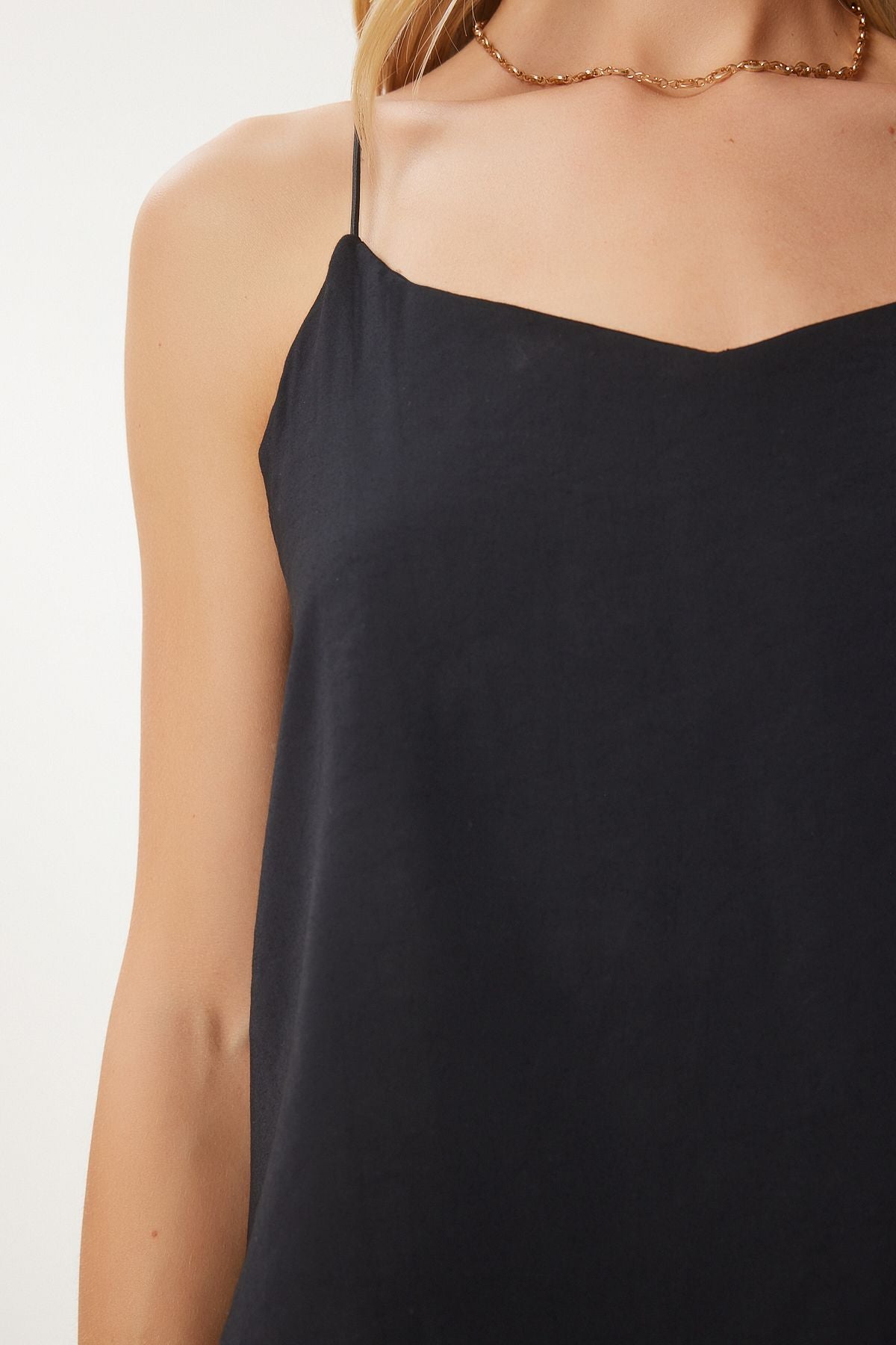 Siyah Askılı Dokuma Bluz Pantolon Takım MC00293