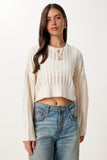 Krem Ajurlu Crop Triko Kazak MT00147