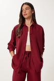 Bordo Keten Gömlek Pantolon Takım PB00051