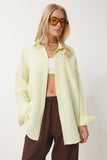 Açık Sarı Oversize Basic Müslin Gömlek  MX00150