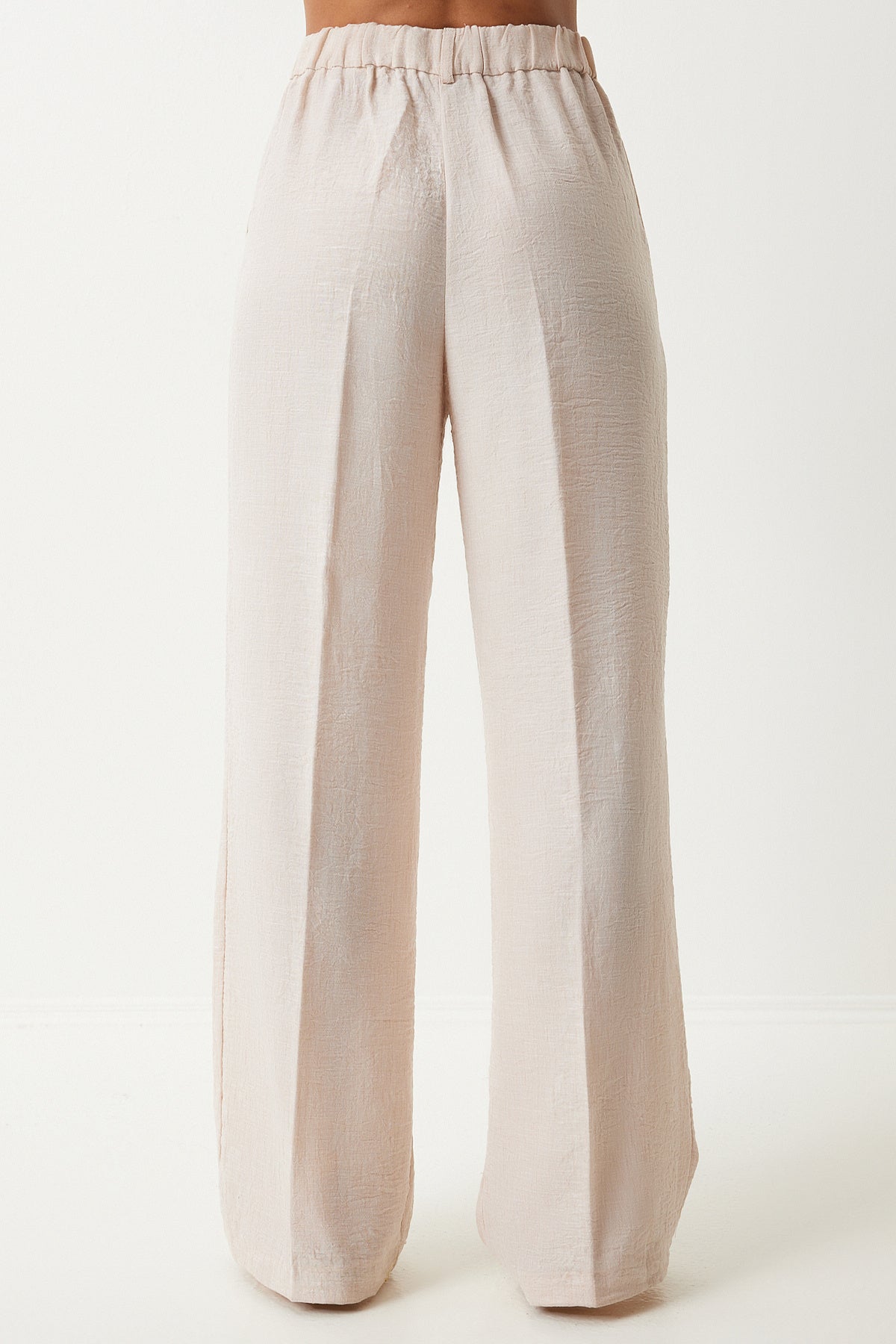 Krem Şal Yaka Oversize Yelek Pantolon Takım  FN03230