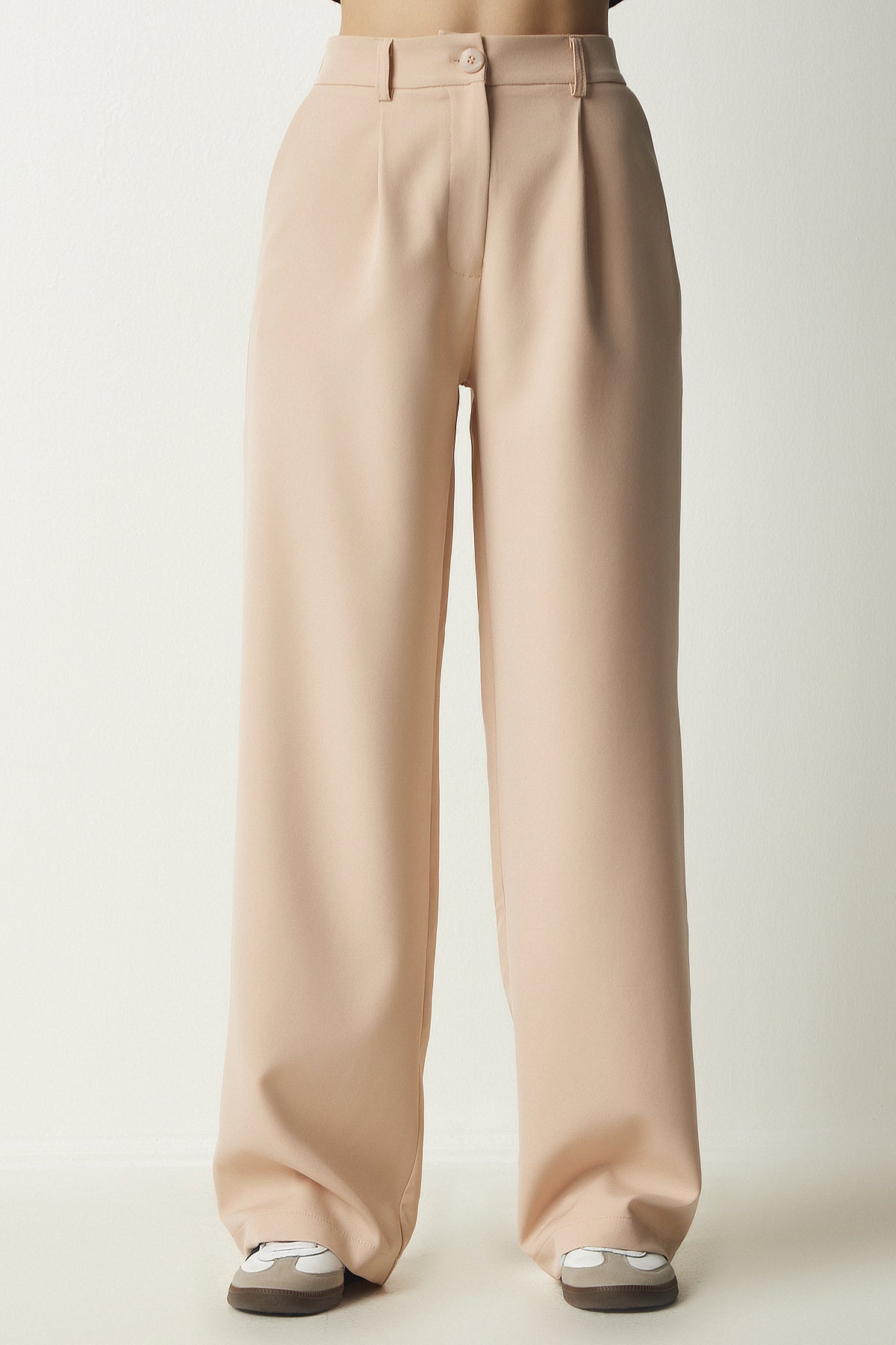 Krem Pilili Dokuma Pantolon UB00188