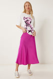 Koyu Pembe Midi Saten Etek DP00260
