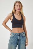 Antrasit Askılı Crop Örme Bluz OW00030