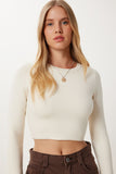 Krem Basic Crop Triko Kazak MX00248
