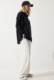 Siyah Cepli Oversize Gabardin Ceket RV00176