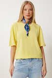 Sarı Yıkamalı Basic Örme T-Shirt AN00258