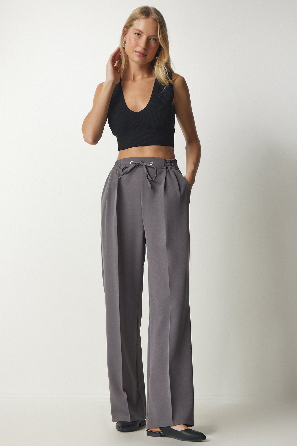 Gri Pilili Eşofman Pantolon DW00003
