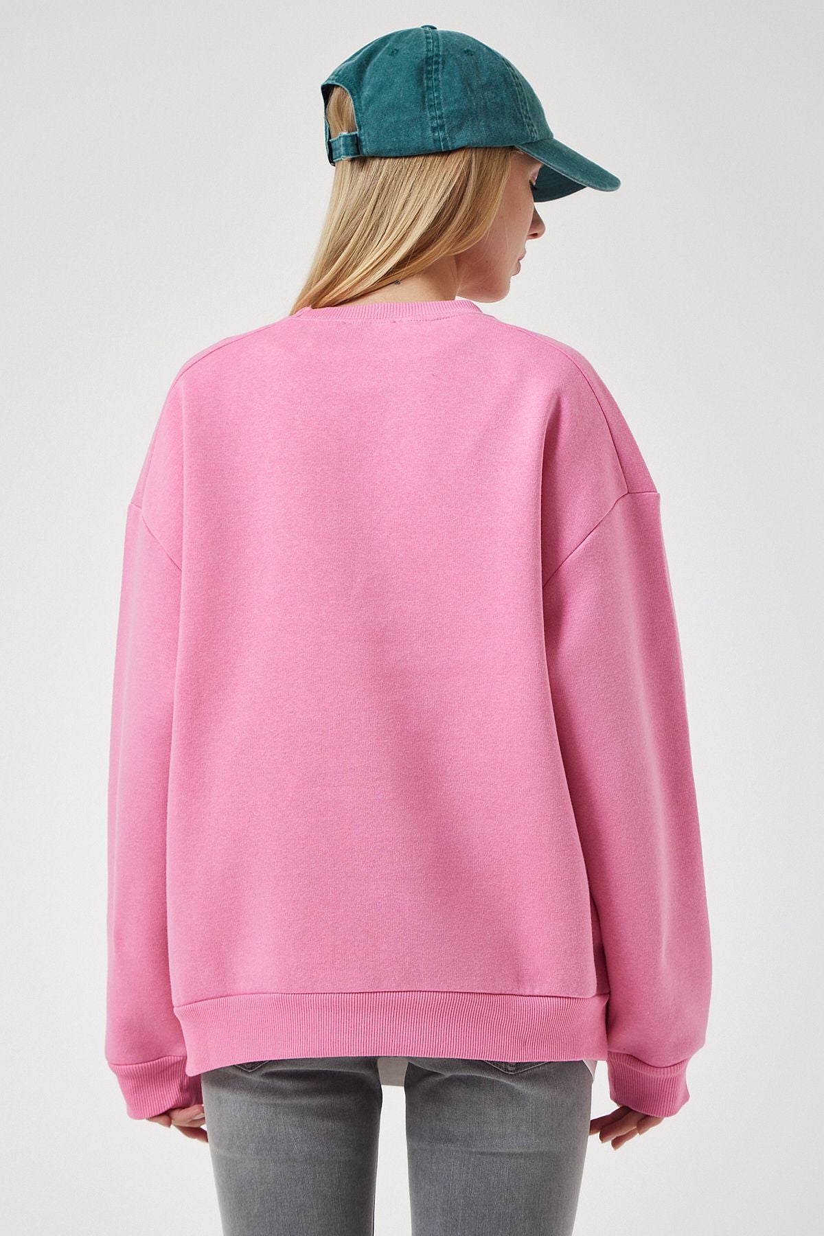 Açık Pembe Fermuar Detaylı Şardonlu Örme Sweatshirt UB00148