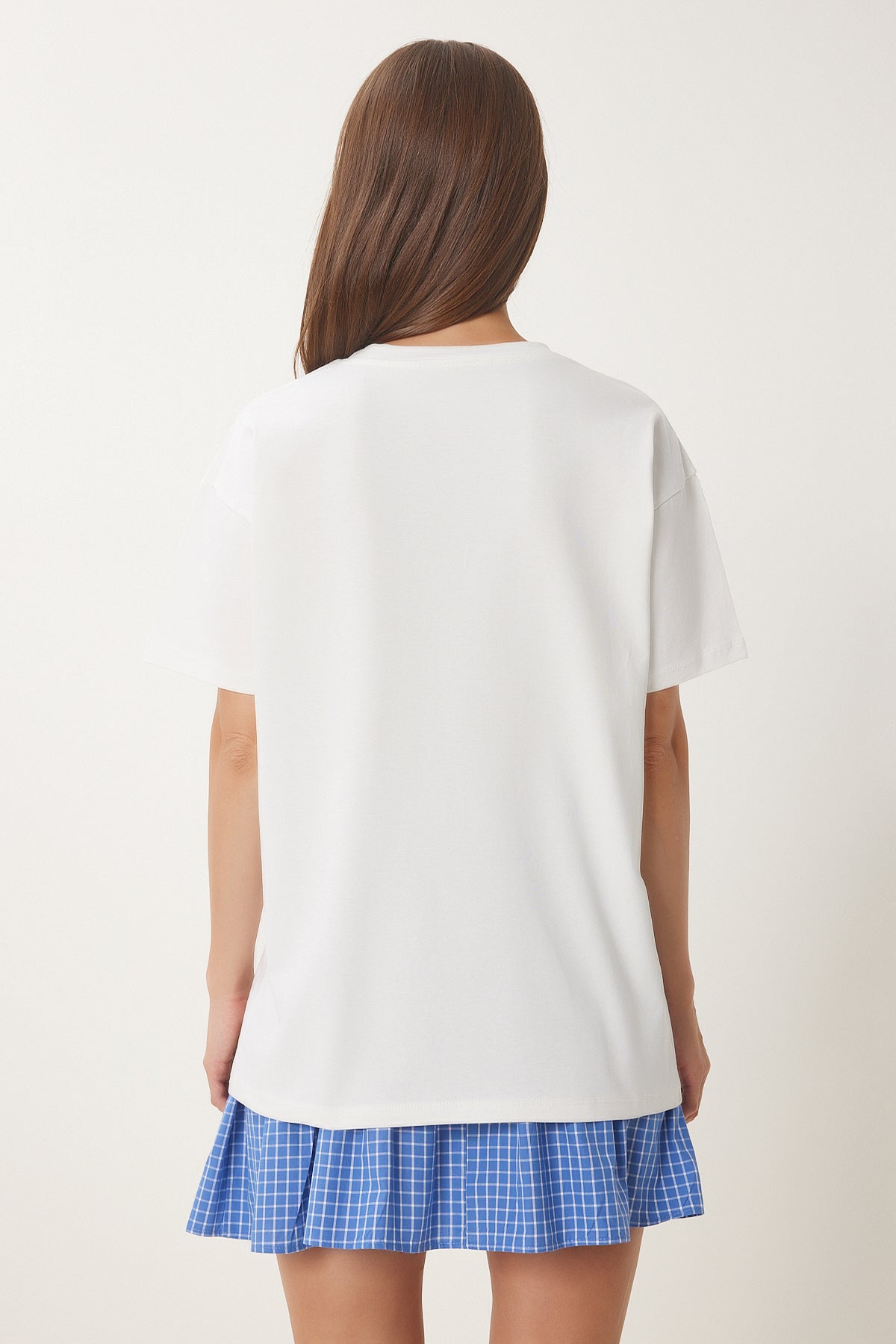 Ekru Ayıcık İşlemeli Pamuklu Örme T-Shirt CR00485