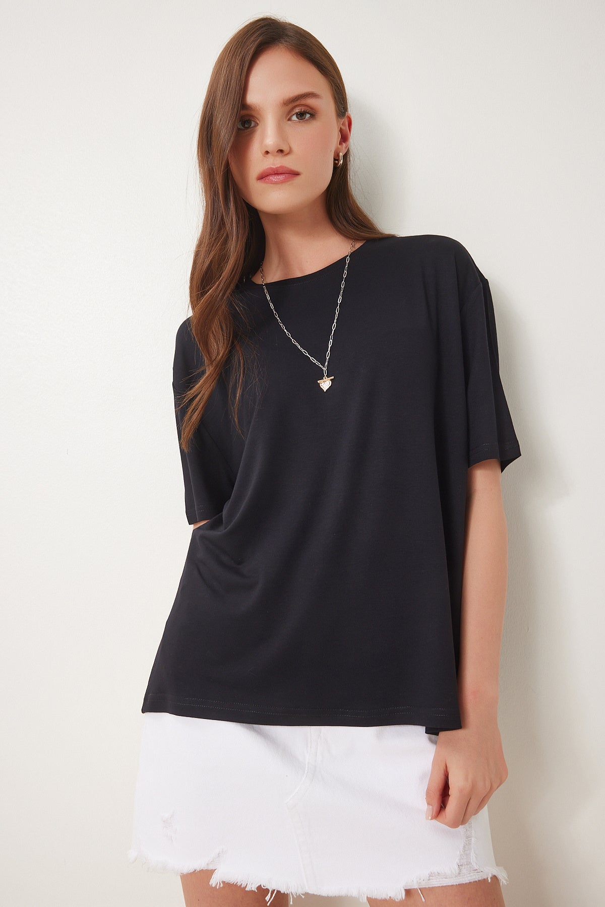 Siyah Basic Örme T-Shirt EN00642