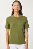 Yeşil Pamuklu Basic Örme T-Shirt AG00001